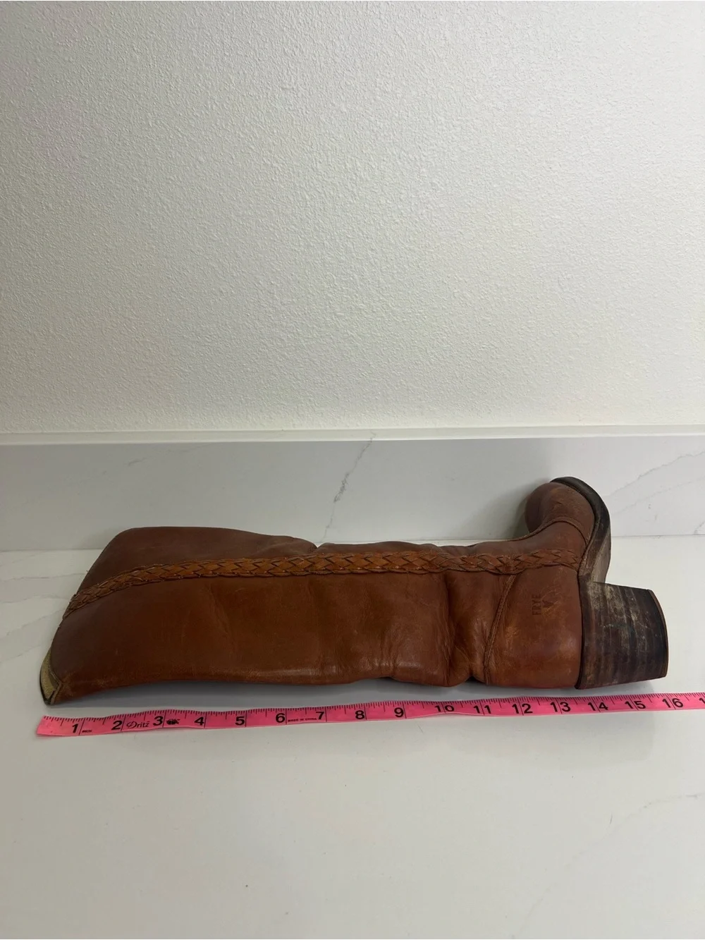 Vintage Frye Brown Leather Braided Tall Boots size 7.5